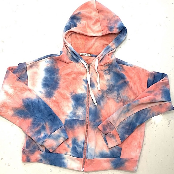Heart & Hips Tops - Heart & Hips Tie Dye Zip-Up Hoodie